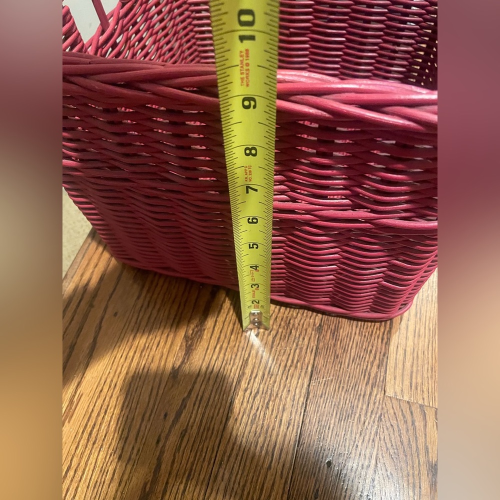 Pottery Barn Kids Large Square Sabrina Basket 12" x 12" x 9.5" Red Wicker - Picture 7 of 7